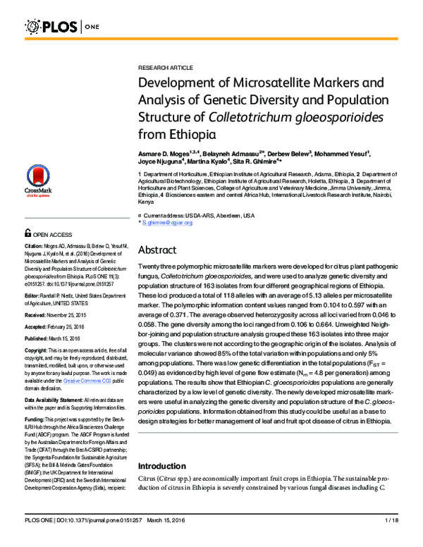 (PDF) Development of Microsatellite Markers and Analysis of Genetic ...