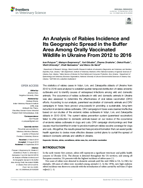 (PDF) An Analysis of Rabies Incidence and Its Geographic Spread in the ...