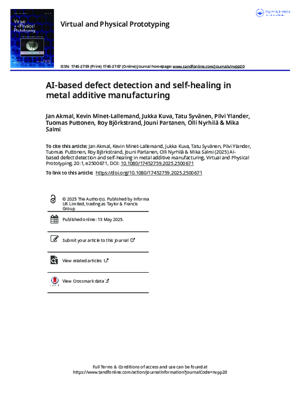 (PDF) AI-based defect detection and self-healing in metal additive ...