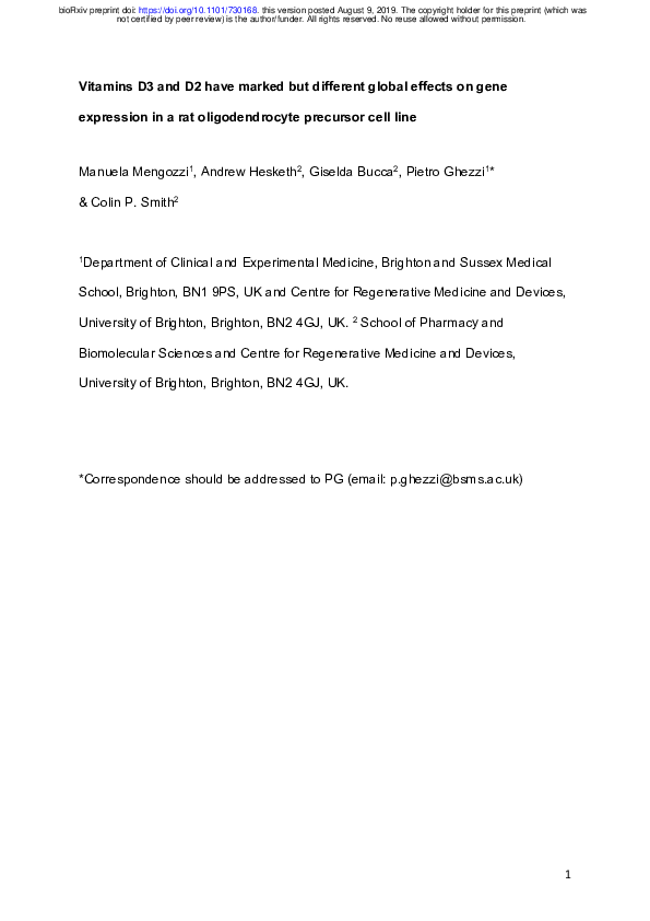 (PDF) Vitamins D3 and D2 have marked but different global effects on ...