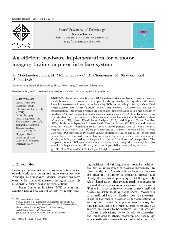 (PDF) An Efficient Hardware Implementation for a Motor Imagery Brain ...