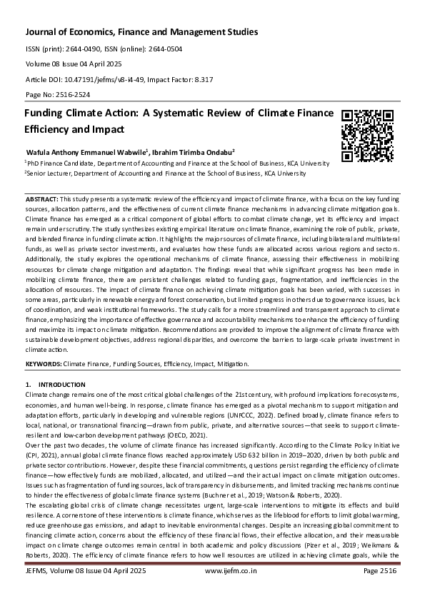 (PDF) Funding Climate Action: A Systematic Review of Climate Finance ...
