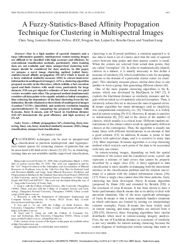 (PDF) A Fuzzy-Statistics-Based Affinity Propagation Technique for ...