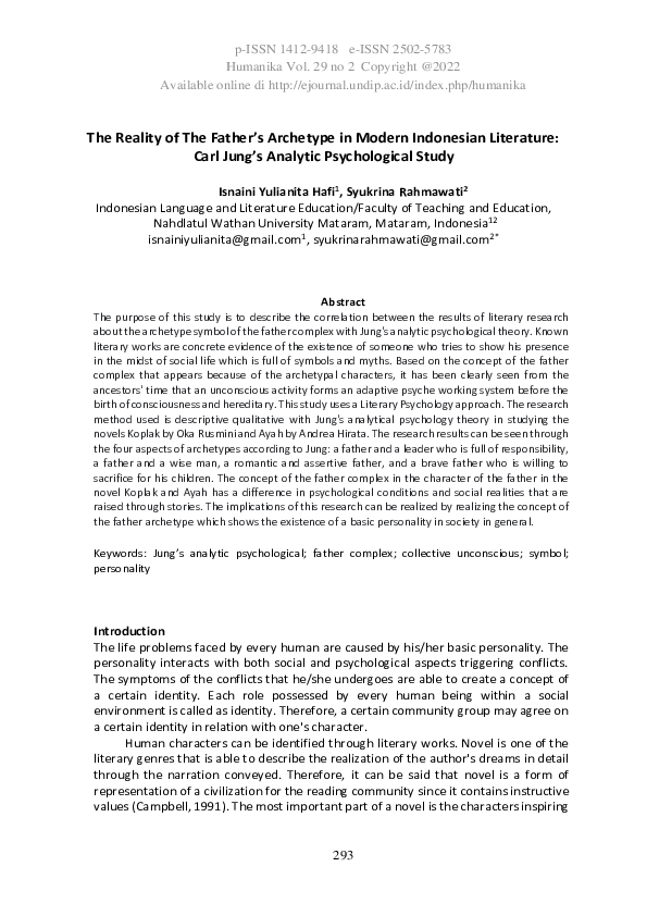 (PDF) The Reality of The Father’s Archetype in Modern Indonesian ...