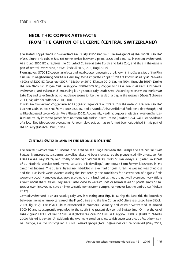 (PDF) Neolithic Copper Artefacts from the Canton of Lucerne (Central ...