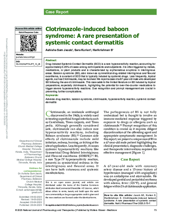 (PDF) Clotrimazole-induced baboon syndrome: A rare presentation of ...