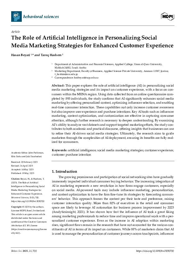 (PDF) The Role of Artificial Intelligence in Personalizing Social Media ...