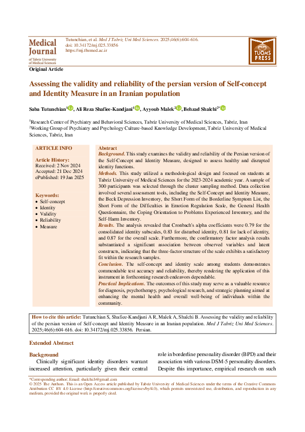 (PDF) Assessing the validity and reliability of the persian version of ...