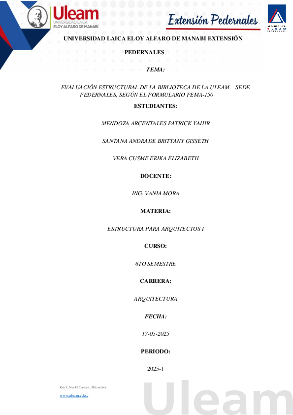 (PDF) EVALUACIÓN ESTRUCTURAL DE LA BIBLIOTECA DE LA ULEAM – SEDE ...