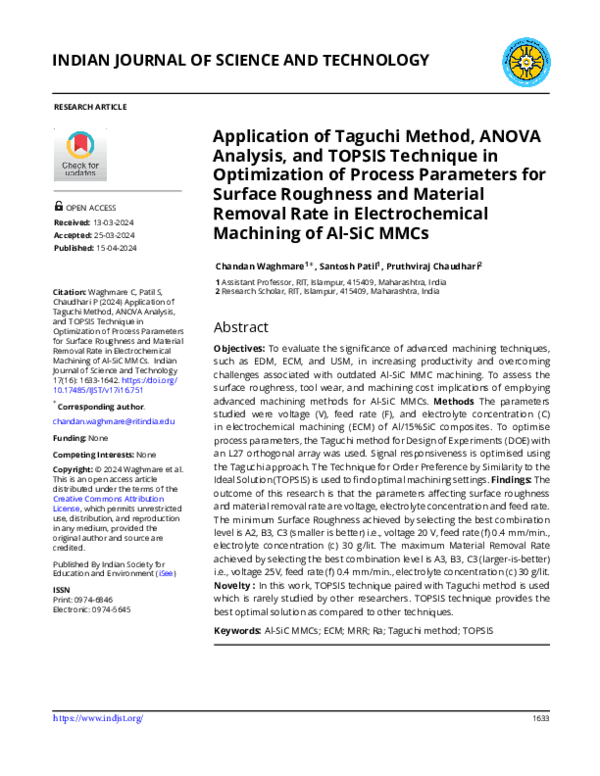 (PDF) Application of Taguchi Method, ANOVA Analysis, and TOPSIS ...
