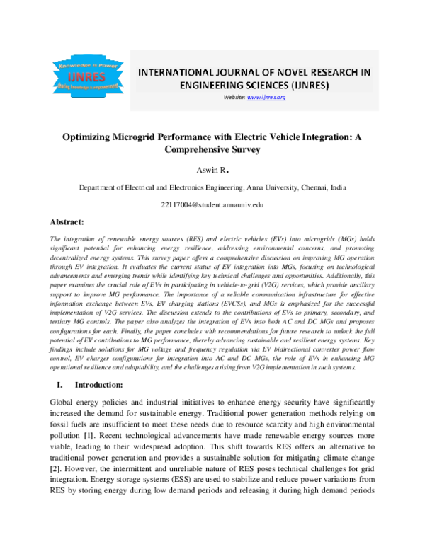 (PDF) Optimizing Microgrid Performance with Electric Vehicle ...