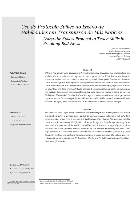 (PDF) Uso do protocolo Spikes no ensino de habilidades em transmissão ...