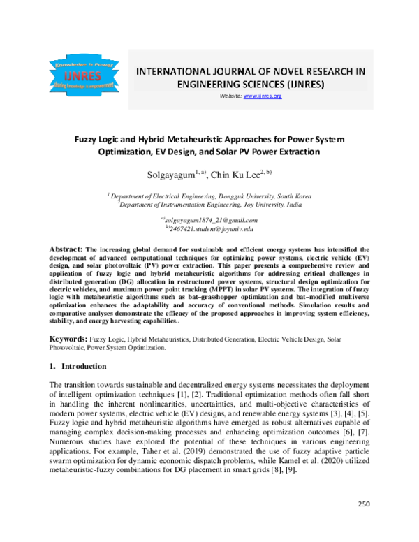 (PDF) Fuzzy Logic and Hybrid Metaheuristic Approaches for Power System ...