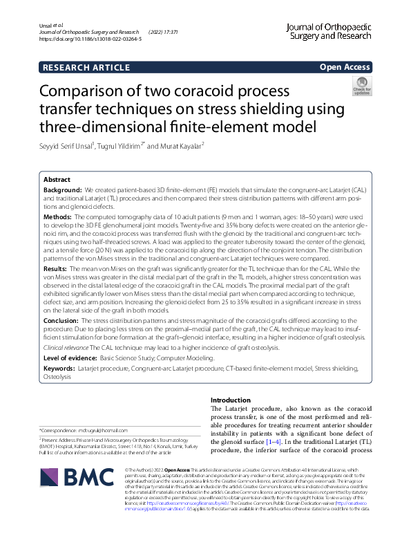 (PDF) Comparison of two coracoid process transfer techniques on stress ...