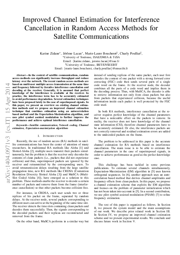 (PDF) Improved channel estimation for interference cancellation in ...