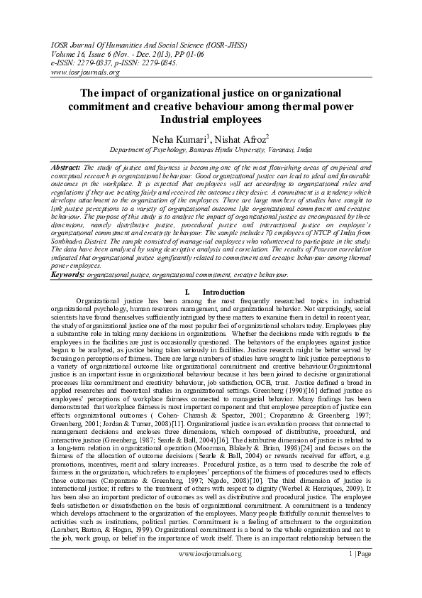 (PDF) The impact of organizational justice on organizational commitment ...