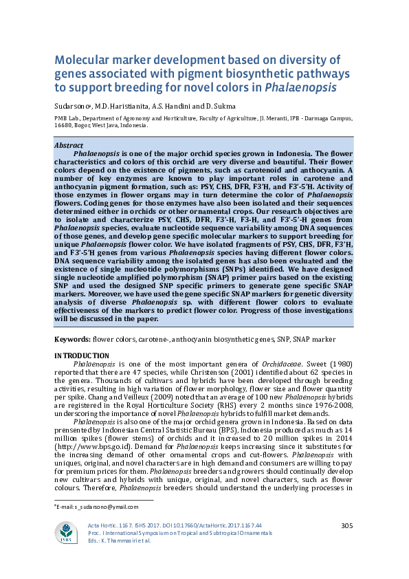 (PDF) Molecular marker development based on diversity of genes ...