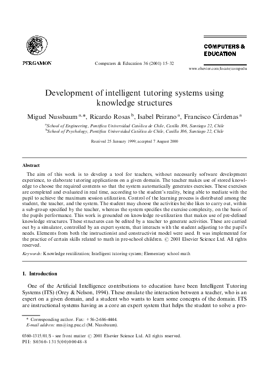 (PDF) Development of intelligent tutoring systems using knowledge ...