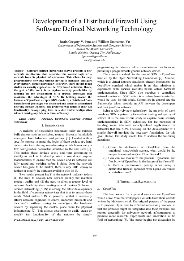 (PDF) Development of a distributed firewall using software defined ...