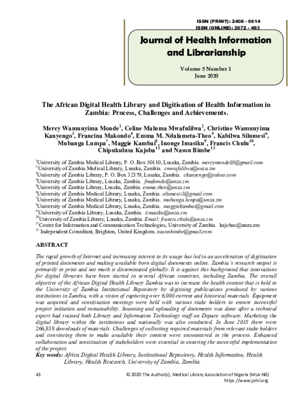 (PDF) The African Digital Health Library and Digitisation of Health ...
