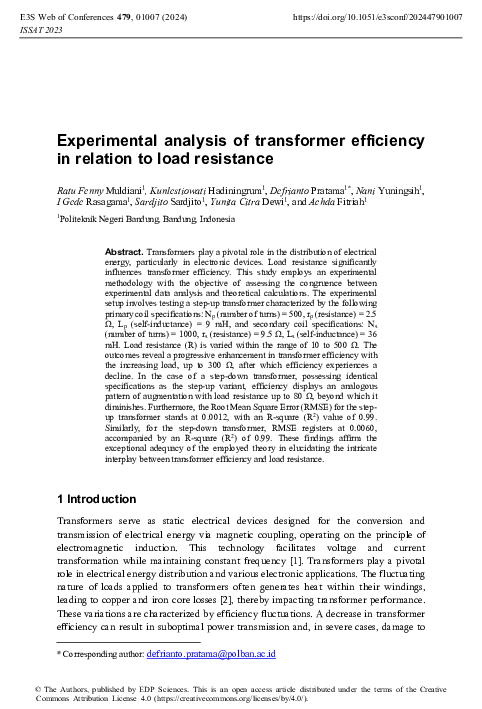 (PDF) Experimental analysis of transformer efficiency in relation to ...