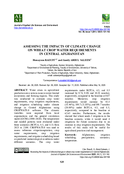 (PDF) ASSESSING THE IMPACTS OF CLIMATE CHANGE ON WHEAT CROP WATER ...