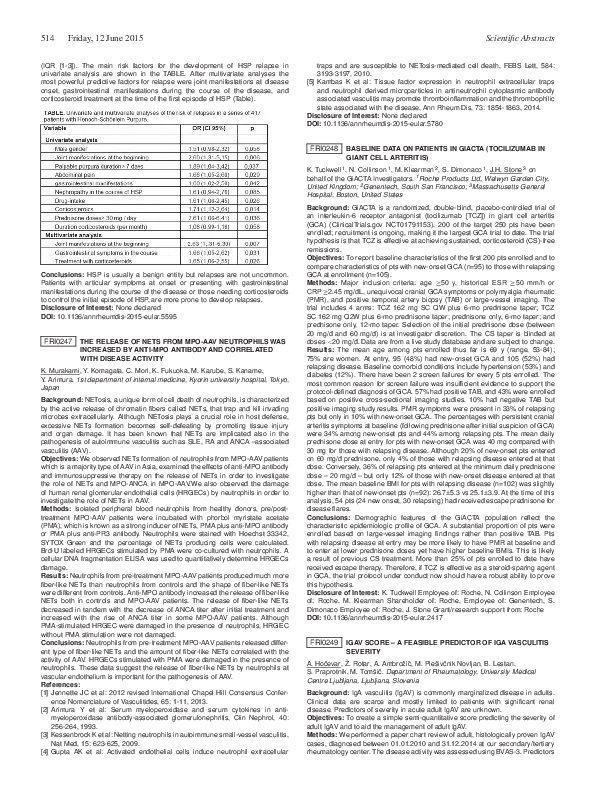 (PDF) FRI0248 Baseline Data on Patients in Giacta (Tocilizumab in Giant ...