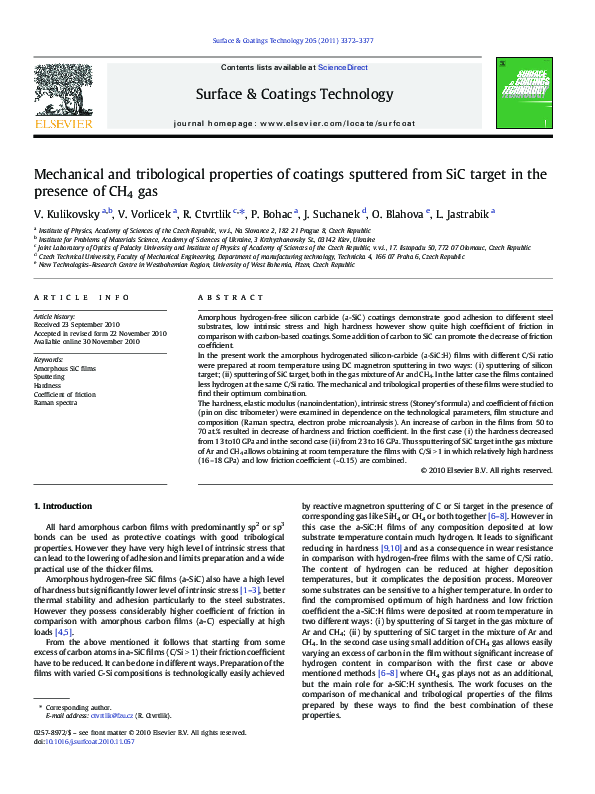 (PDF) Mechanical and tribological properties of coatings sputtered from ...