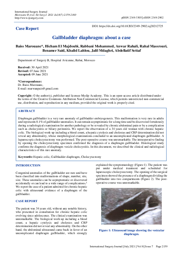 (PDF) Gallbladder diaphragm: about a case