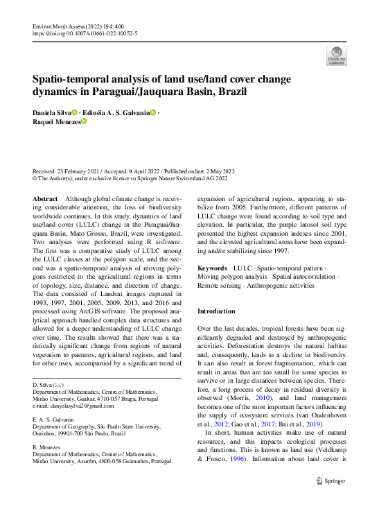 (PDF) Spatio-temporal analysis of land use/land cover change dynamics ...