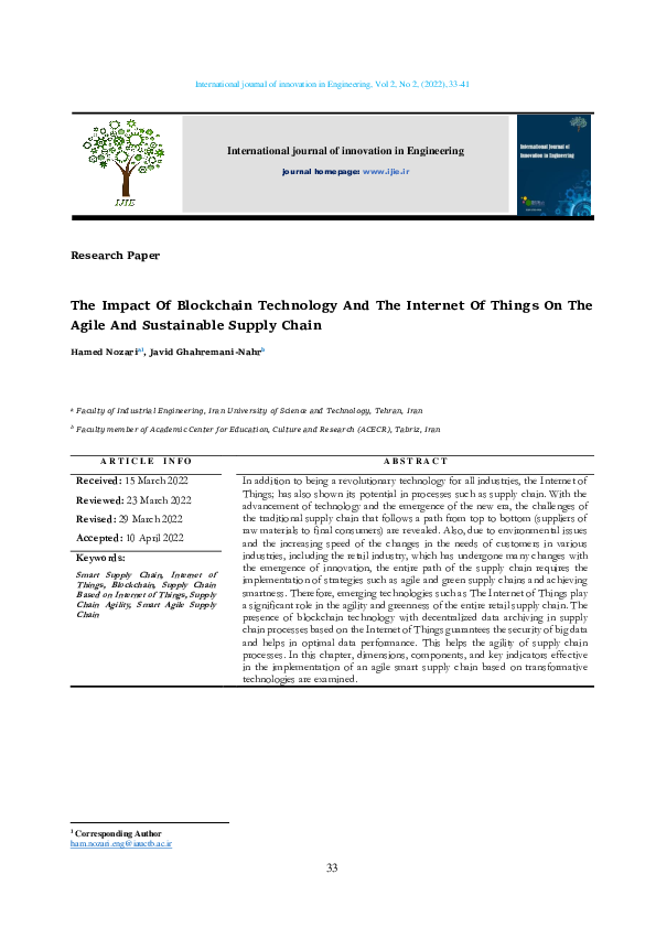(PDF) The Impact of Blockchain Technology and The Internet of Things on ...