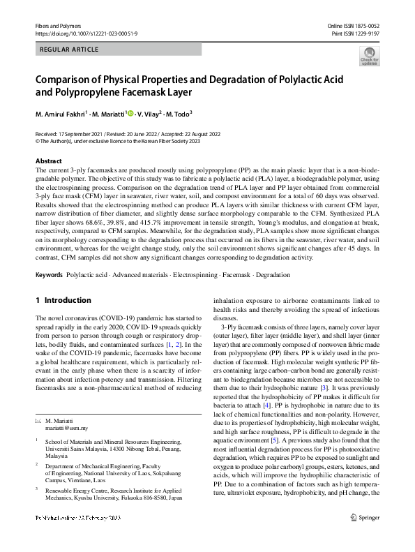 (PDF) Comparison of Physical Properties and Degradation of Polylactic ...