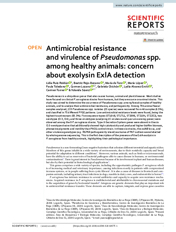 (PDF) Antimicrobial resistance and virulence of Pseudomonas spp. among ...