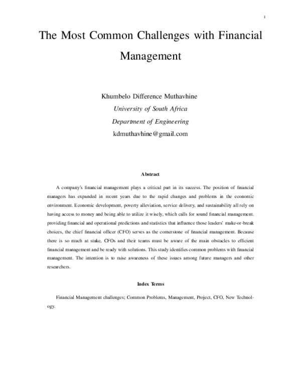 (PDF) The Most Common Challenges with Financial Management