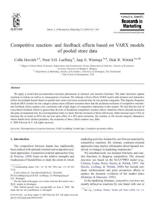 (PDF) Competitive reaction- and feedback effects based on VARX models ...