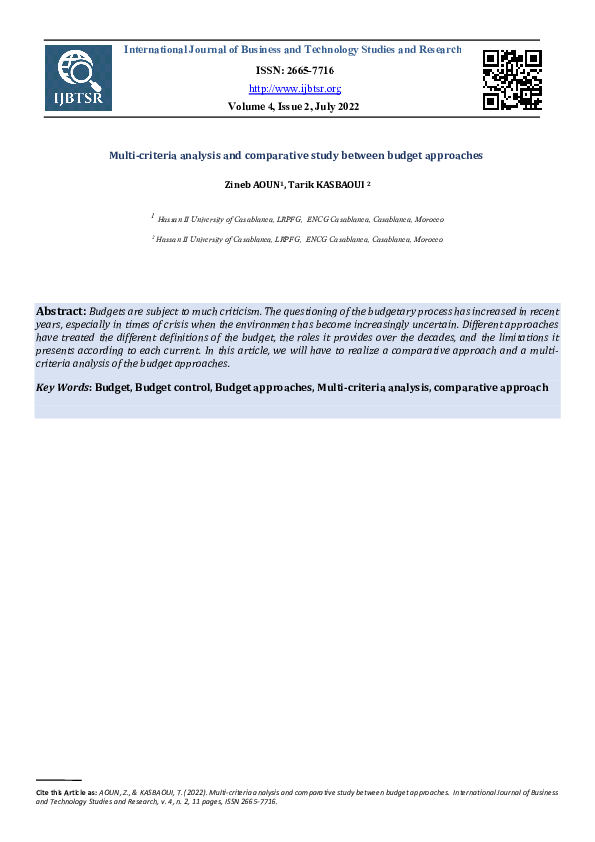 (PDF) Multi-criteria analysis and comparative study between budget ...