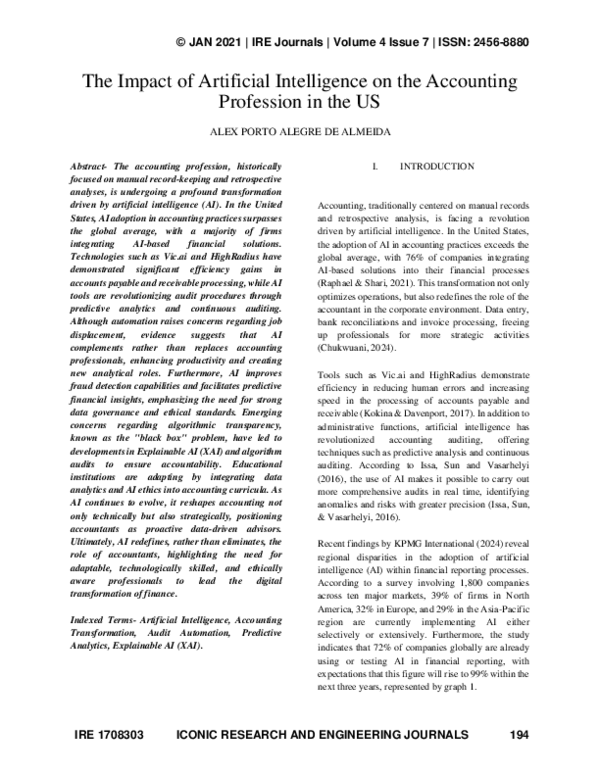 (PDF) The Impact of Artificial Intelligence on the Accounting ...