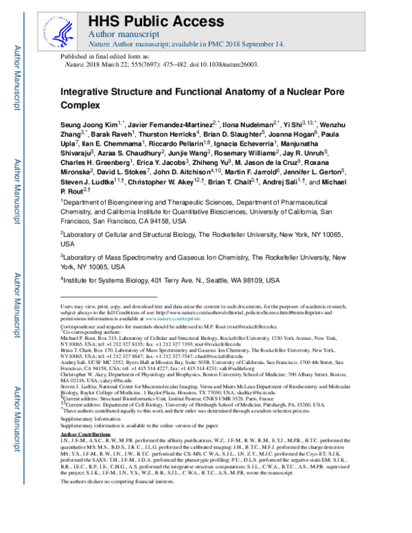 (PDF) Integrative structure and functional anatomy of a nuclear pore ...