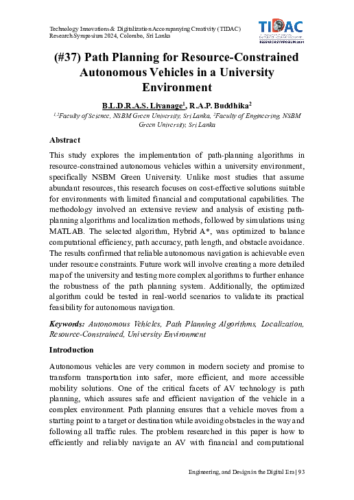(PDF) Path Planning for Resource-Constrained Autonomous Vehicles in a ...