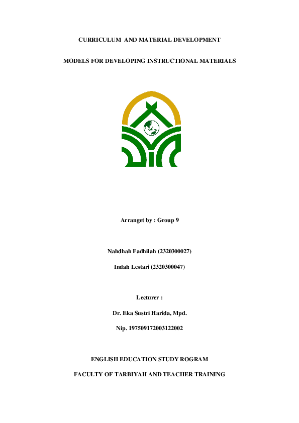 (PDF) CURRICULUM AND MATERIAL DEVELOPMENT MODELS FOR DEVELOPING ...