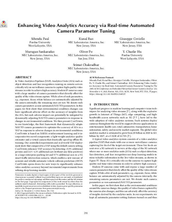 (PDF) Enhancing Video Analytics Accuracy via Real-time Automated Camera ...