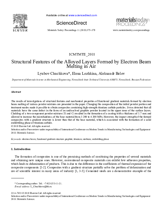 (PDF) Structural Features of the Alloyed Layers Formed by Electron Beam ...