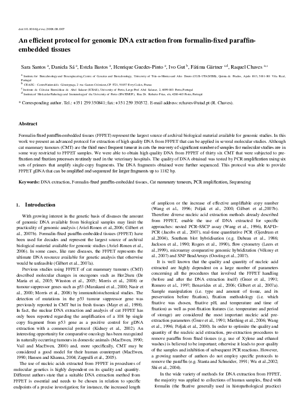 (PDF) An efficient protocol for genomic DNA extraction from formalin ...