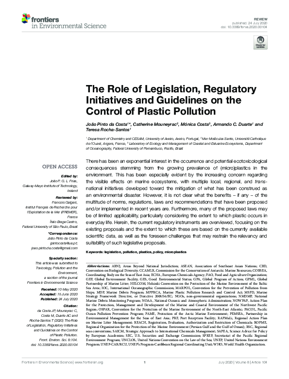 (PDF) The Role of Legislation, Regulatory Initiatives and Guidelines on ...