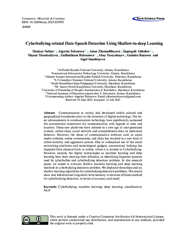 (PDF) Cyberbullying-related Hate Speech Detection Using Shallow-to-deep ...
