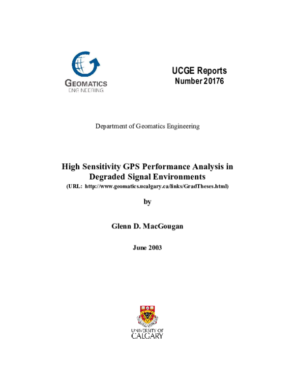(PDF) High sensitivity GPS performance analysis in degraded signal ...