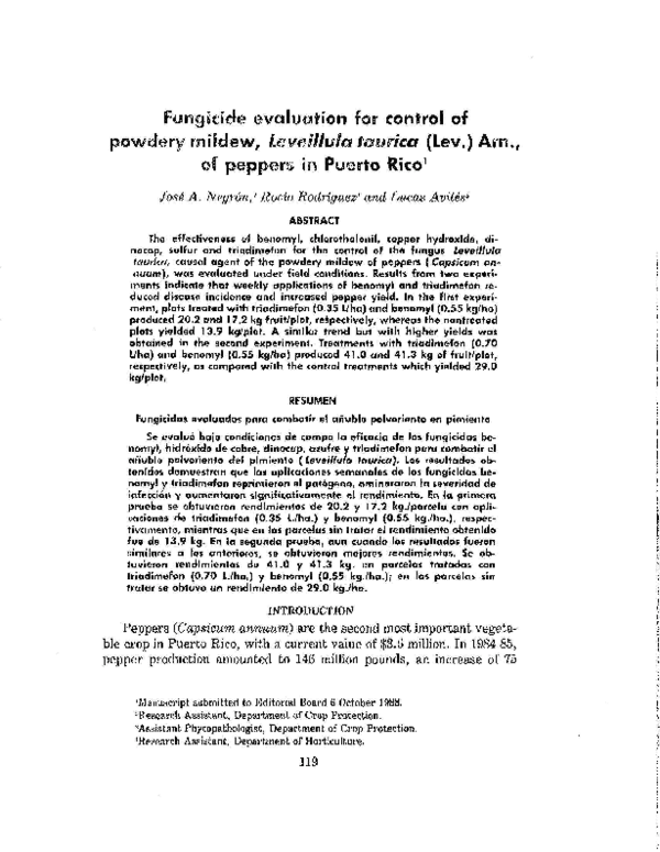 (PDF) Fungicide evaluation for control of powdery mildew, Leveillula ...