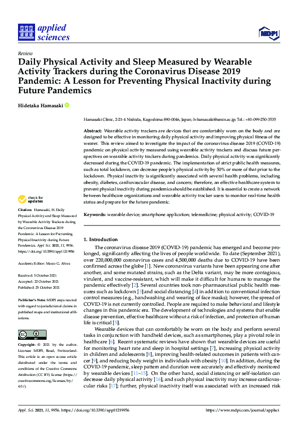(PDF) Daily Physical Activity and Sleep Measured by Wearable Activity ...