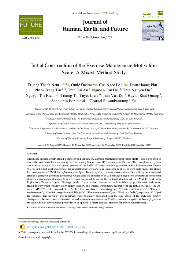 (PDF) Initial Construction of the Exercise Maintenance Motivation Scale ...