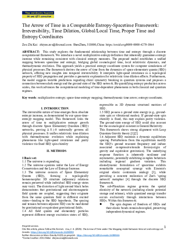 (PDF) The Arrow of Time in a Computable Entropy-Spacetime Framework ...